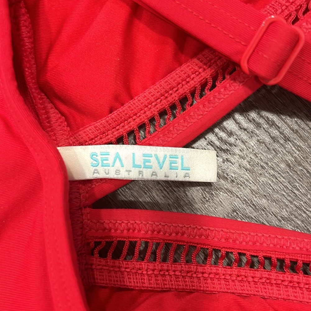 Sea Level Swim Spliced Plunge One Piece Red 8 - Picture 8 of 9